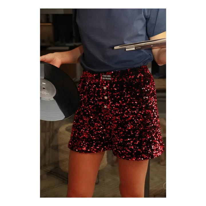 Velvet Sequins boxer shorts | Burgundy- Product image n°2
