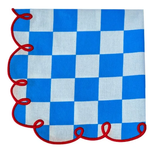 Servilletas de cuadros Dama Azzurro - Lote de 2 | Azul