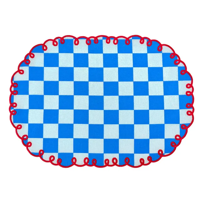 Manteles individuales de cuadros Dama Dama Azzurro - Lote de 2  | Azul