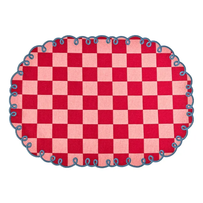 Dama Rosa gingham placemats - Set of 2  | Red