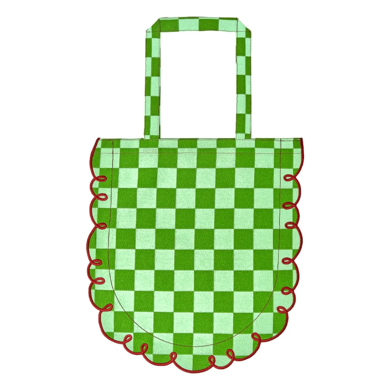 Bitossi Green Dama Verde Gingham Cotton Tote Bag