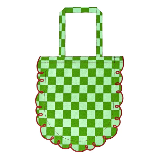 Tote Bag en coton vichy Dama Verde  | Vert