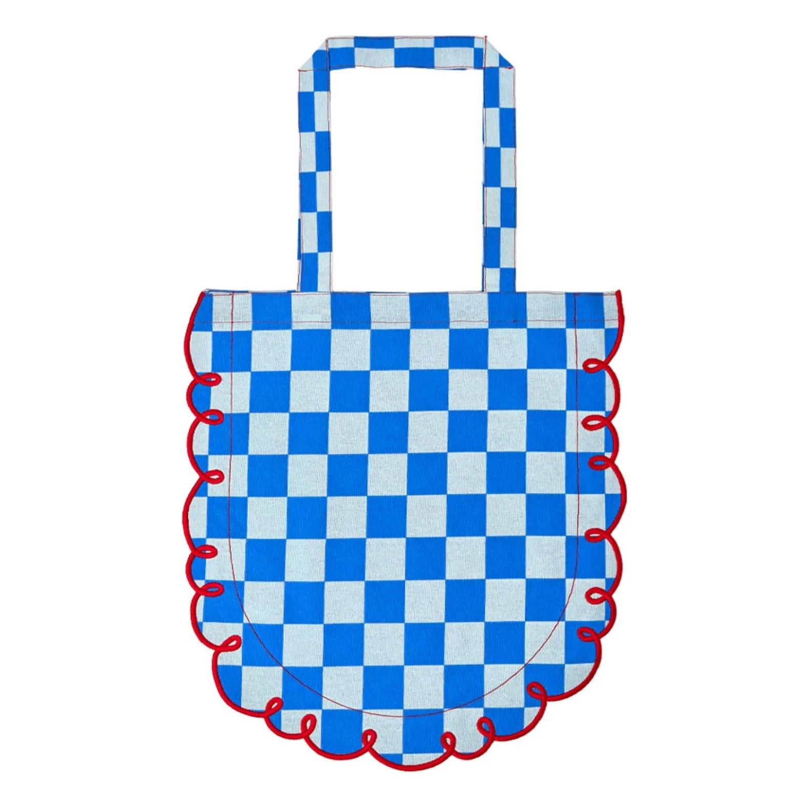 Bitossi Blue Dama Azzurro Gingham Cotton Tote Bag