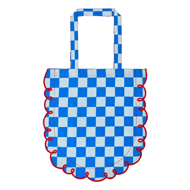 Tote Bag aus Vichy-Baumwolle Dama Azzurro | Blau