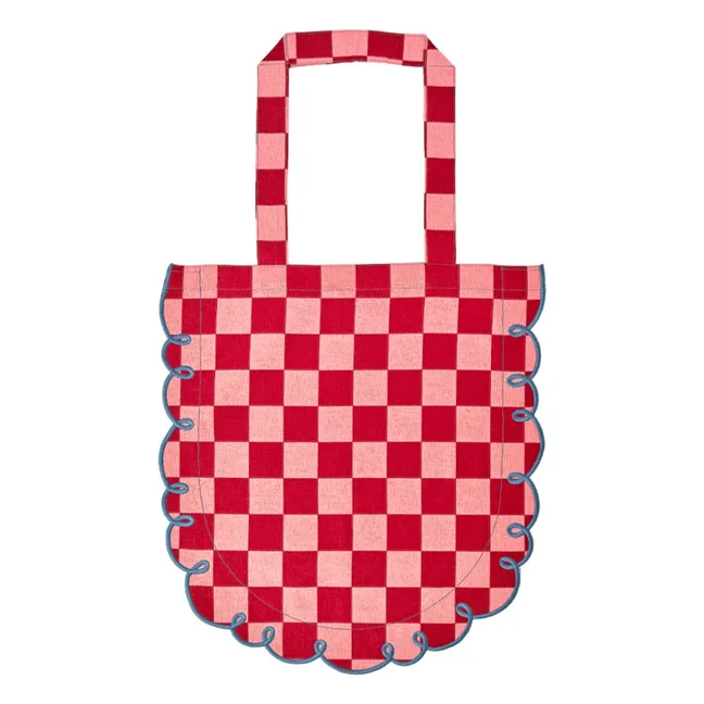 Bolsa de algodón de cuadros Dama Rosa | Rojo