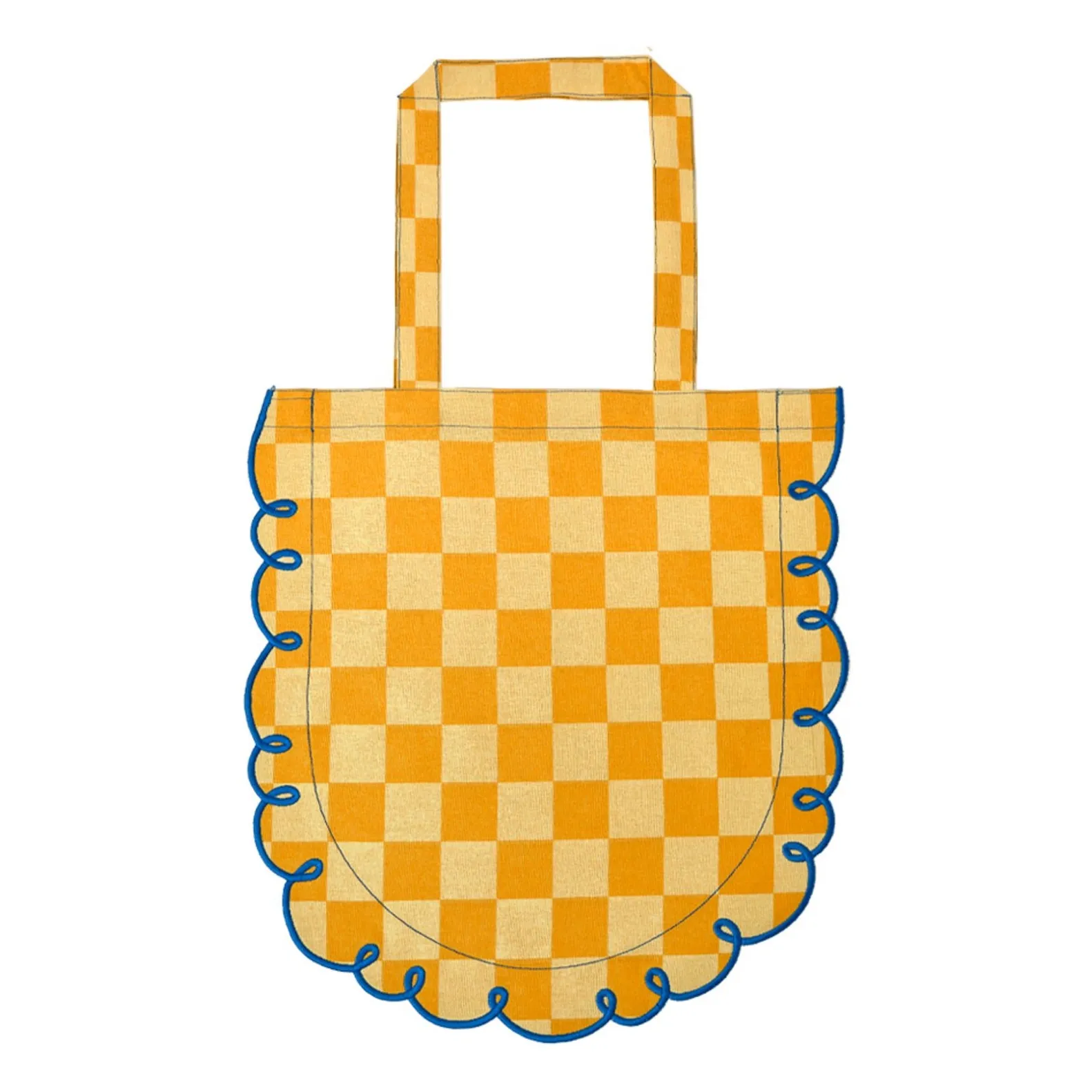 Bitossi Orange Dama Giallo Cotton Gingham Tote Bag