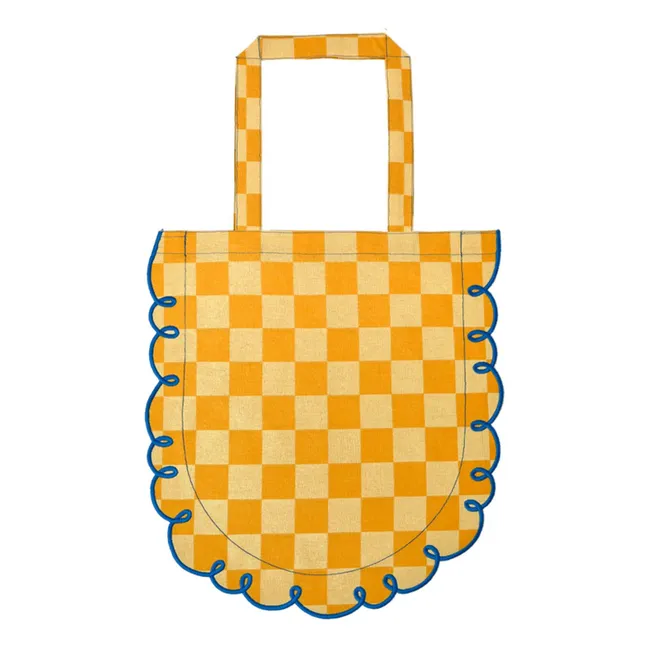 Tote Bag aus Vichykaro-Baumwolle Dama Giallo | Orange
