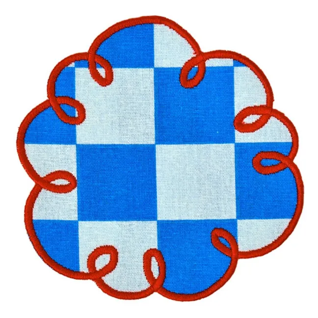 Dama Azzurro gingham coaster - Set of 2 | Blue