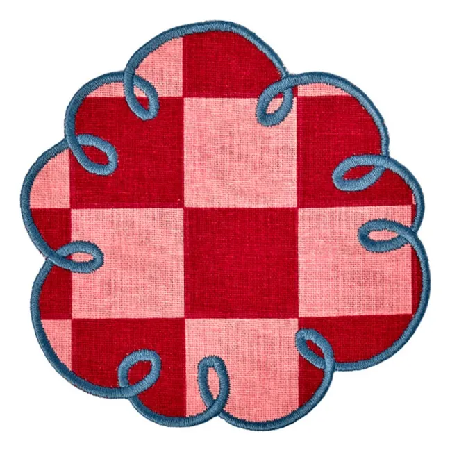 Dama Rosa gingham coaster - Set of 2 | Red