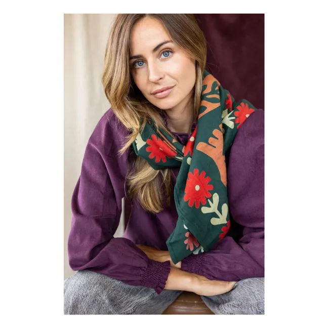 Grand foulard Latika | Vert forêt