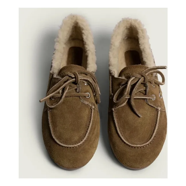 Chaussures Bateau Suède et Fourrure | Tan