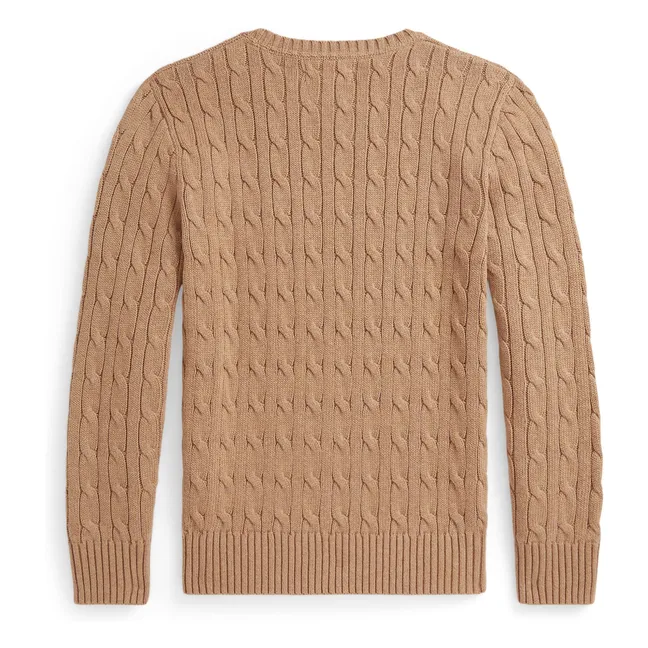 Pull Maille Torsadée Logo | Beige