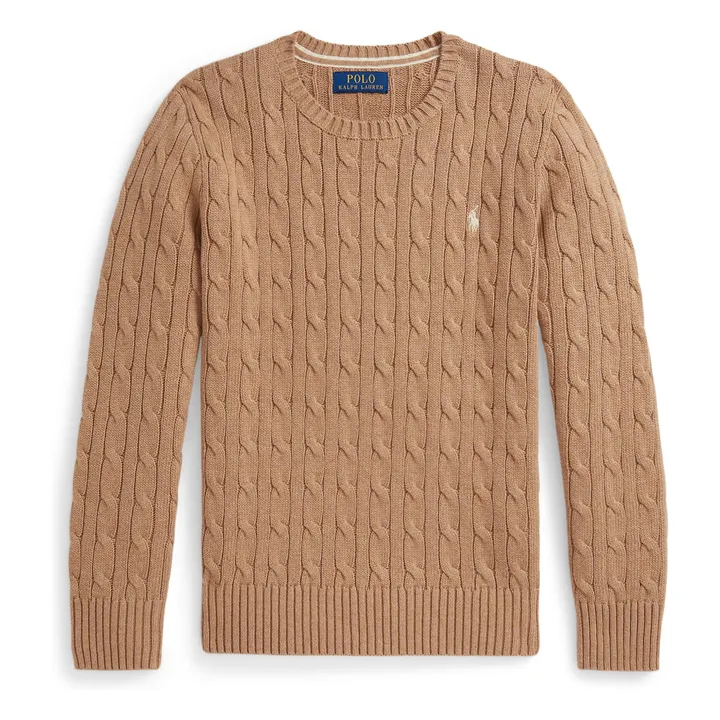 Pull Maille Torsadée Logo | Beige- Image produit n°0