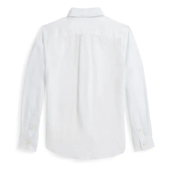Camisa deportiva de lino con logotipo | Blanco
