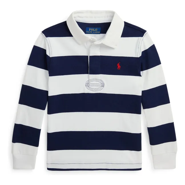 Polo Manches Longues Rugby Rayé | Bleu marine