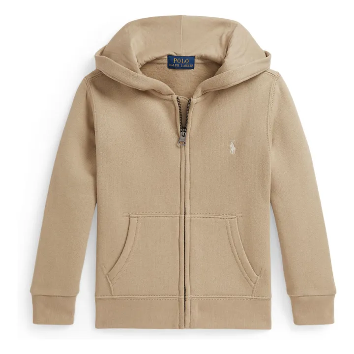 Sudadera con cremallera y logotipo | Beige- Imagen del producto n°0