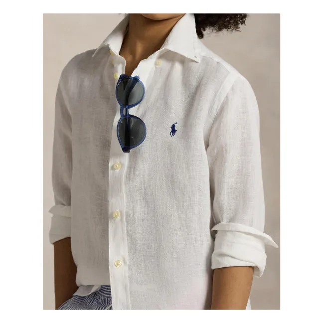 Camisa deportiva de lino con logotipo | Blanco