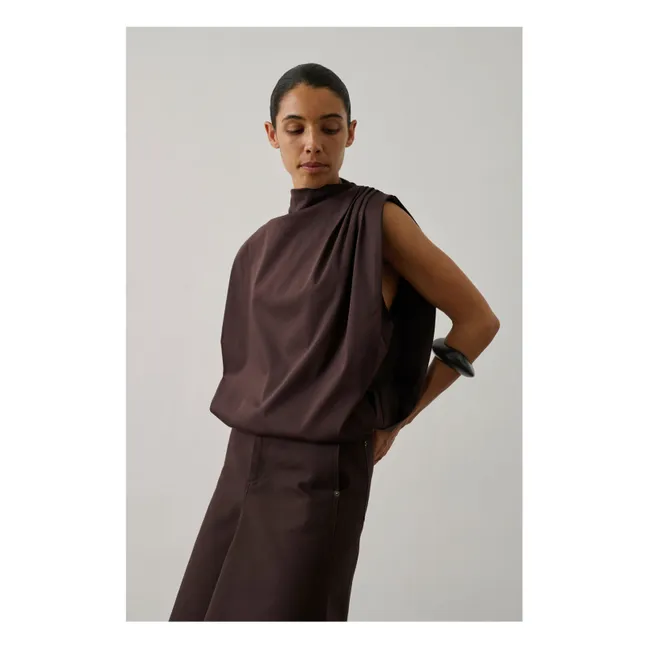 Idris T-Shirt Baumwolle | Dunkelbraun