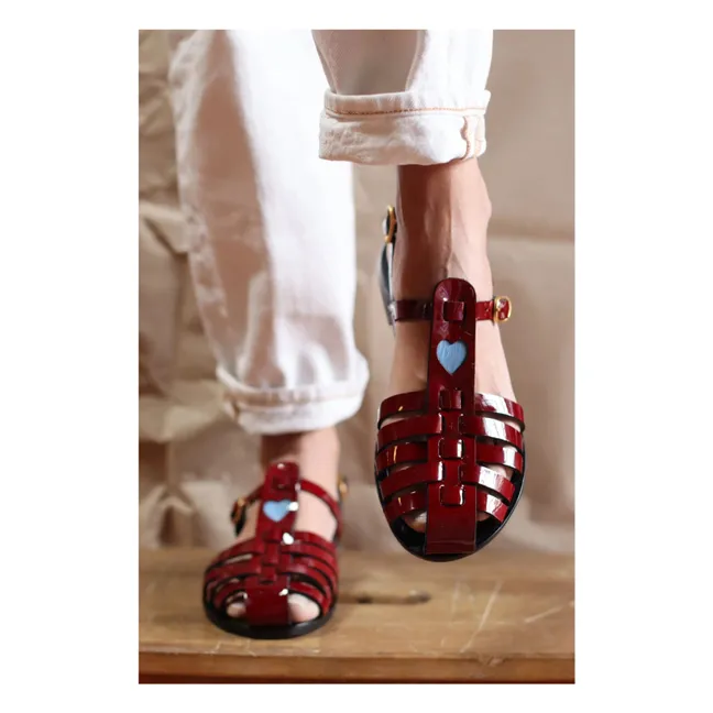 Sandales Fisherman Glossy Coeur | Bordeaux