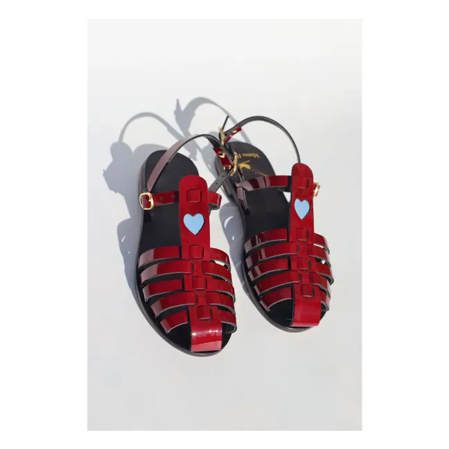 Fisherman Glossy Coeur sandals | Burgundy