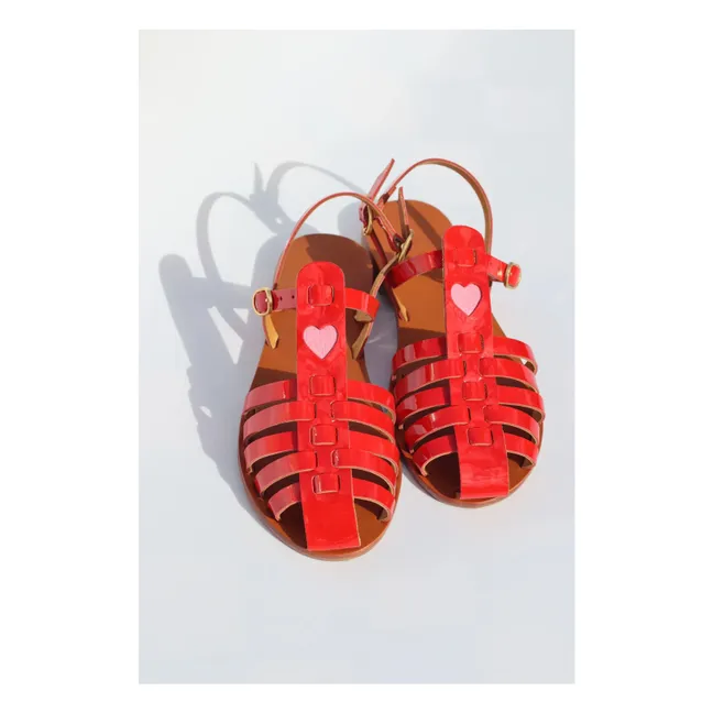 Fisherman Glossy Herz Sandalen | Rot