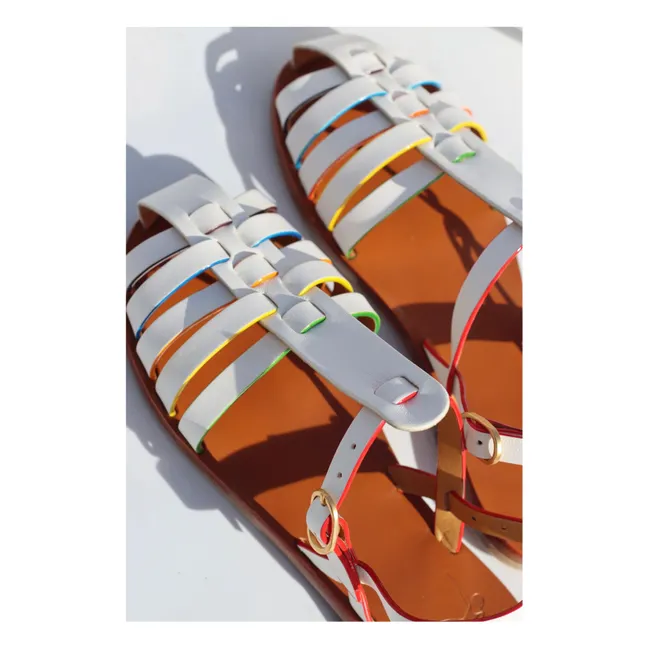 Rainbow Fisherman Sandals | White