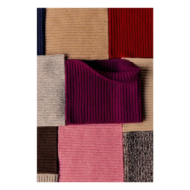 Girocollo a coste in cashmere 12ct. | Prugna