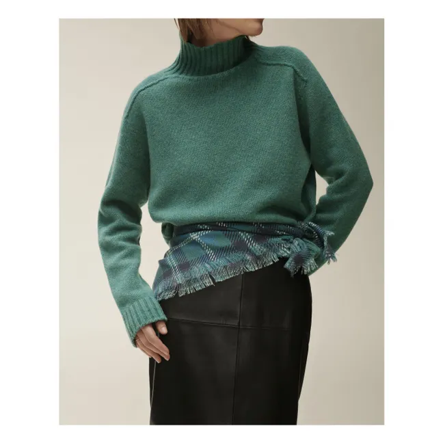 Jersey cuello martillo Cachemira | Verde Cedro