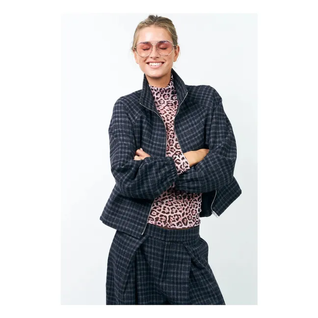 Veste Carreaux Mae | Bleu nuit