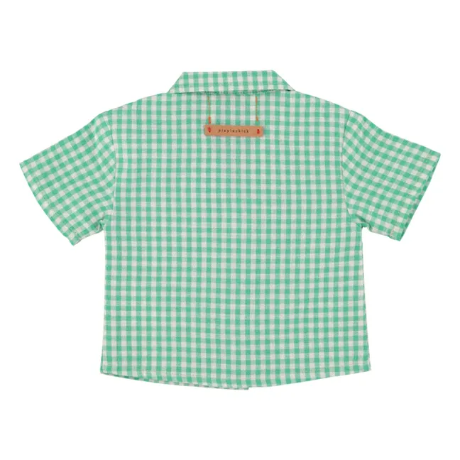 Camicia in cotone biologico con motivo a coste | Turquoise