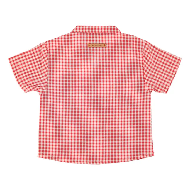 Camicia in cotone biologico con motivo a coste | Rosso