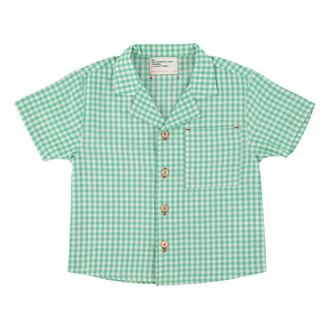 Camicia in cotone biologico con motivo a coste | Turquoise