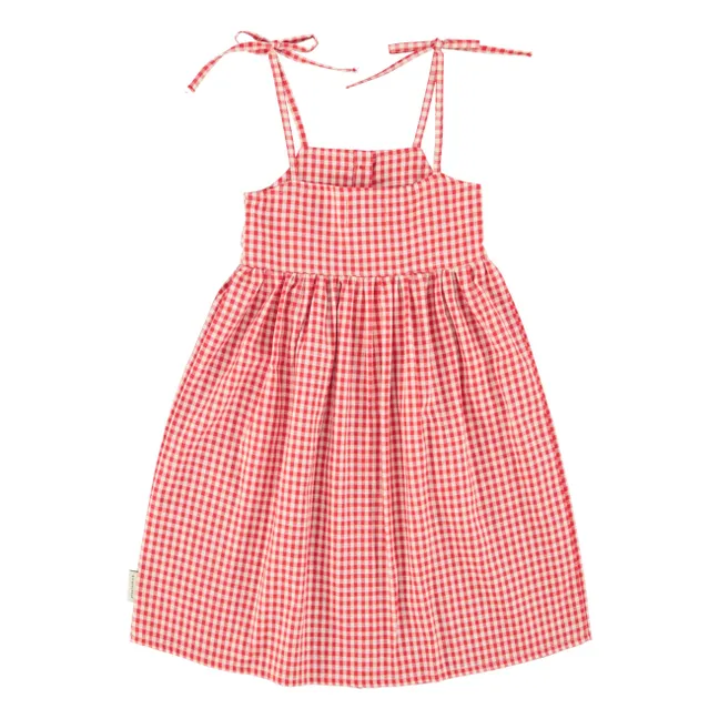 Gingham Organic Cotton Maxi Dress | Red
