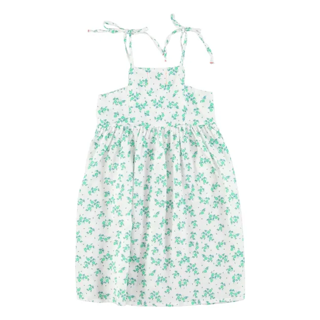 Vestido floral de algodón orgánico | Blanco