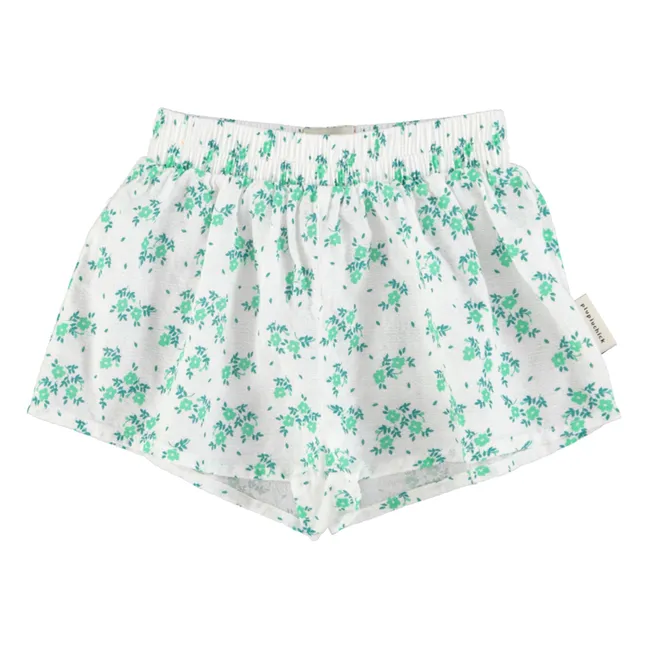 Short Fleuri Coton Bio | Blanc