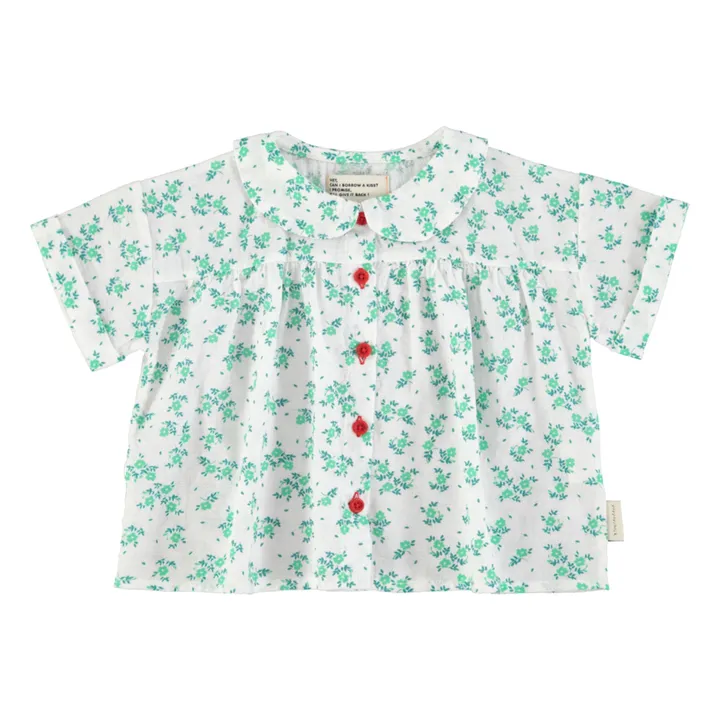 Camisa floral de algodón orgánico | Blanco- Imagen del producto n°0