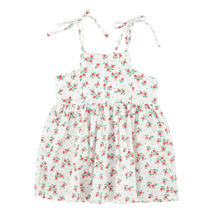 Robe Nœuds Fleurie Coton Bio | Blanc- Image produit n°5