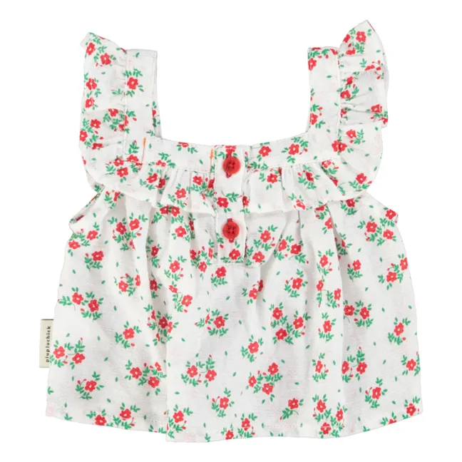 Blouse Fleurie Coton Bio | Blanc