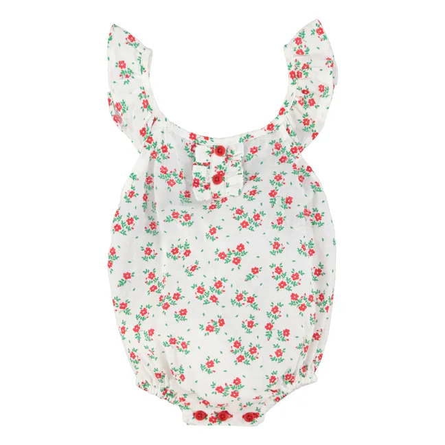 Pelele floral de algodón orgánico | Blanco