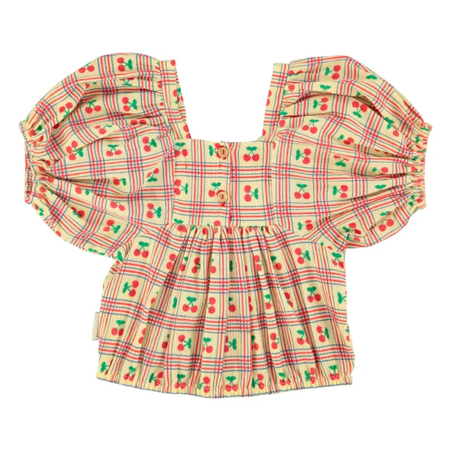Blouse Bouffante Cerises | Yellow