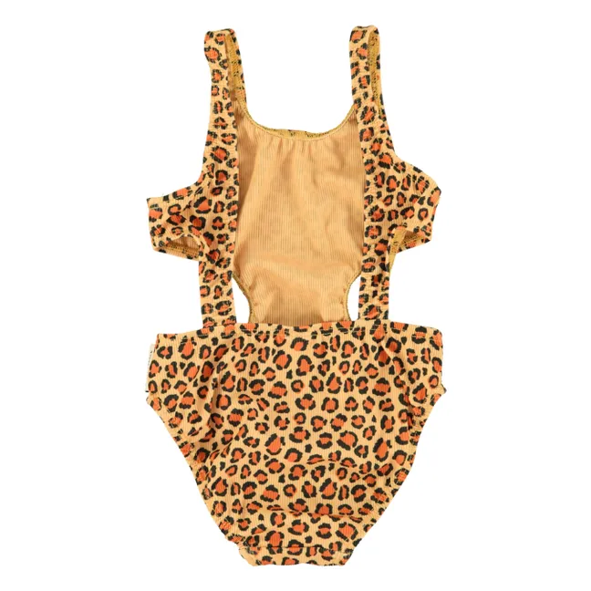 Trikini acanalado de leopardo Fibras recicladas | Amarillo Mostaza