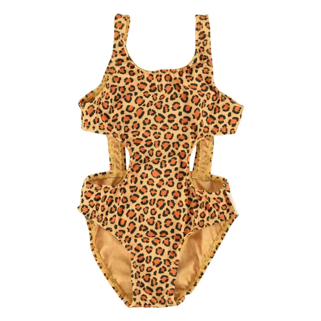 Ribbed Leopard Trikini Recycled Fibers | Mustard