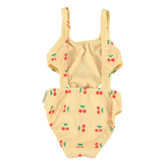 Trikini Côtelé Cerises Fibres Recyclées | Jaune