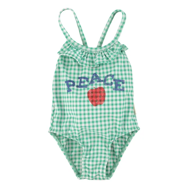 Bañador de cuadros reciclados Peace Fibres | Verde