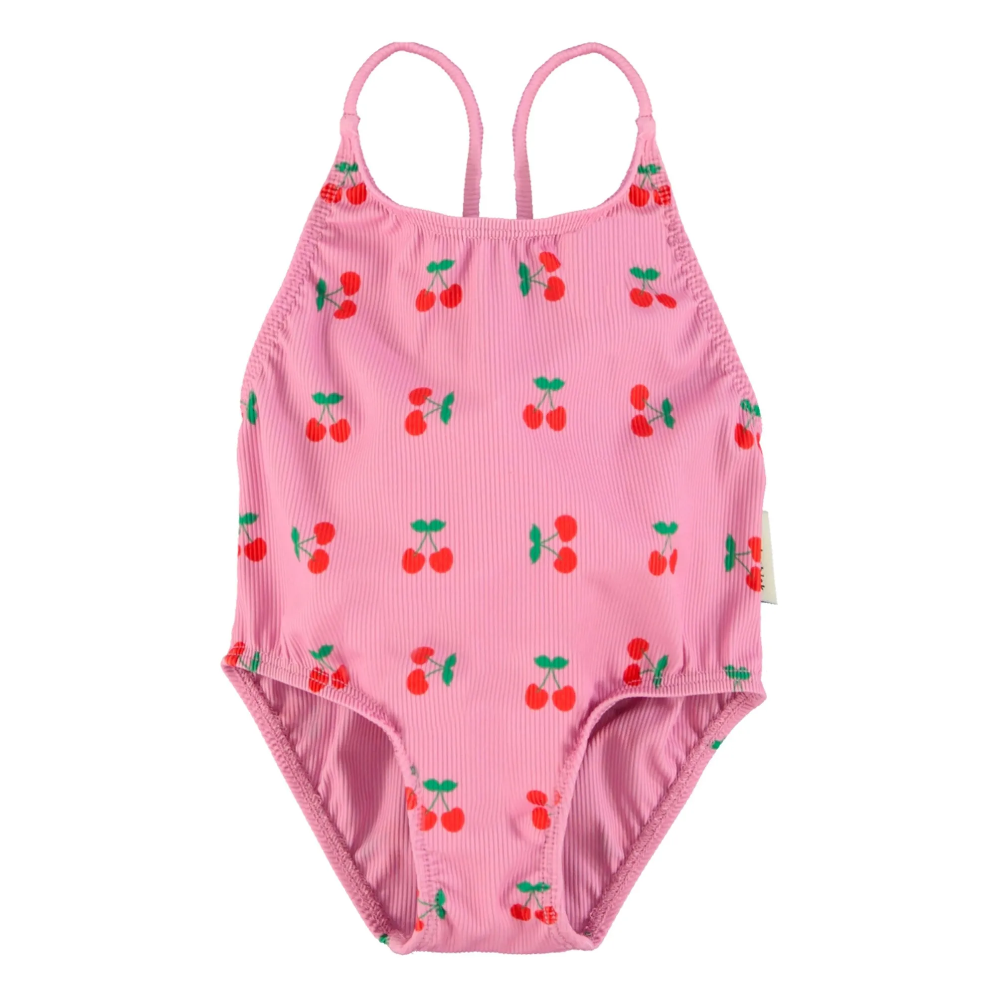 Maillot de Bain Côtelé Cerises Fibres Recyclées | Rose- Image produit n°0