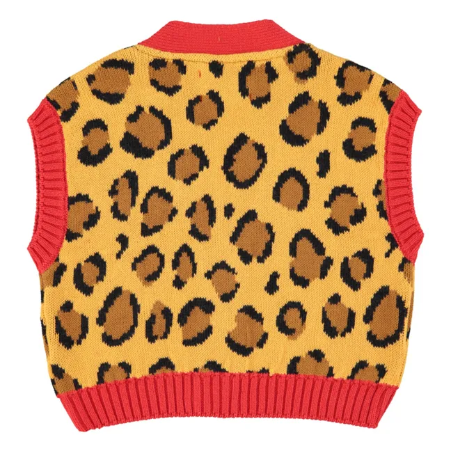Gilet Sans Manches Léopard Coton Bio | Jaune moutarde