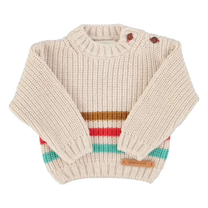 Pull Rayé Coton Bio | Ecru- Image produit n°5