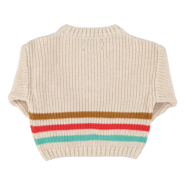 Striped Organic Cotton Sweater | Ecru