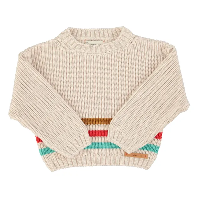 Striped Organic Cotton Sweater | Ecru