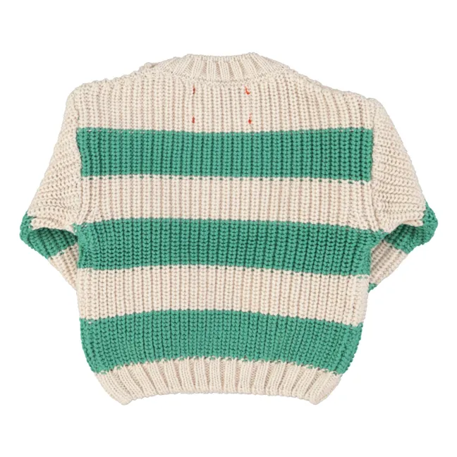 Gestreifter Pullover aus Bio-Baumwolle | Grün
